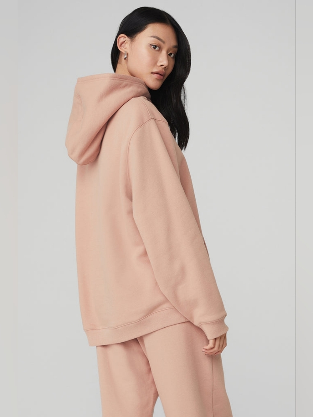 Alo Yoga 2pc Renown Hoodie and Straight Leg Sweatpant in Soft Clay sz SMALL - Picture 3 of 7